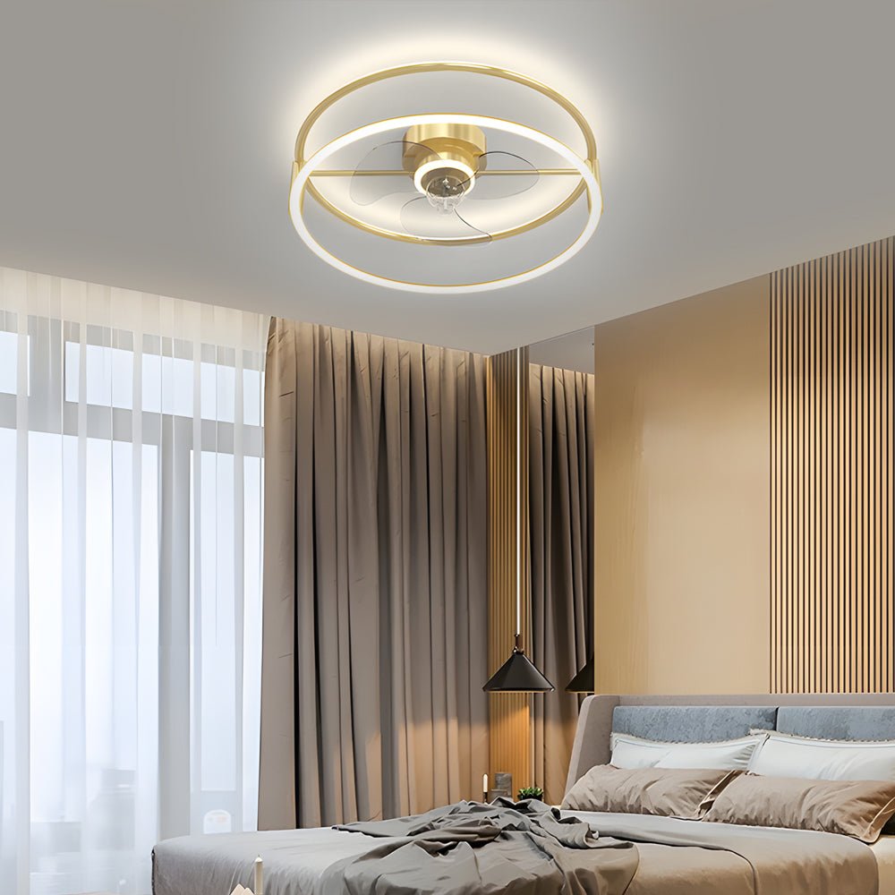 Minimalist Ring LED Bladeless Ceiling Fan Light with Remote