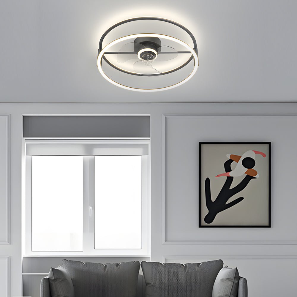Minimalist Ring LED Bladeless Ceiling Fan Light with Remote