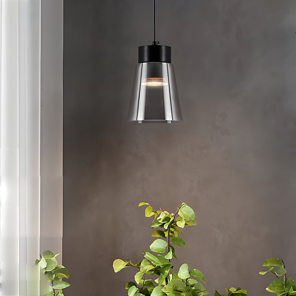 Smoke Gray Glass Pendant Light Modern Minimalist COB Lighting