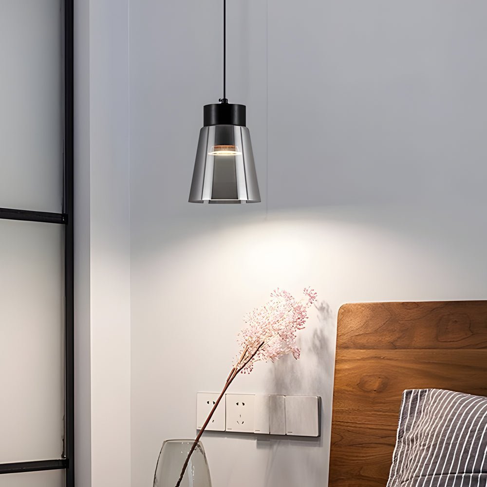 Smoke Gray Glass Pendant Light Modern Minimalist COB Lighting
