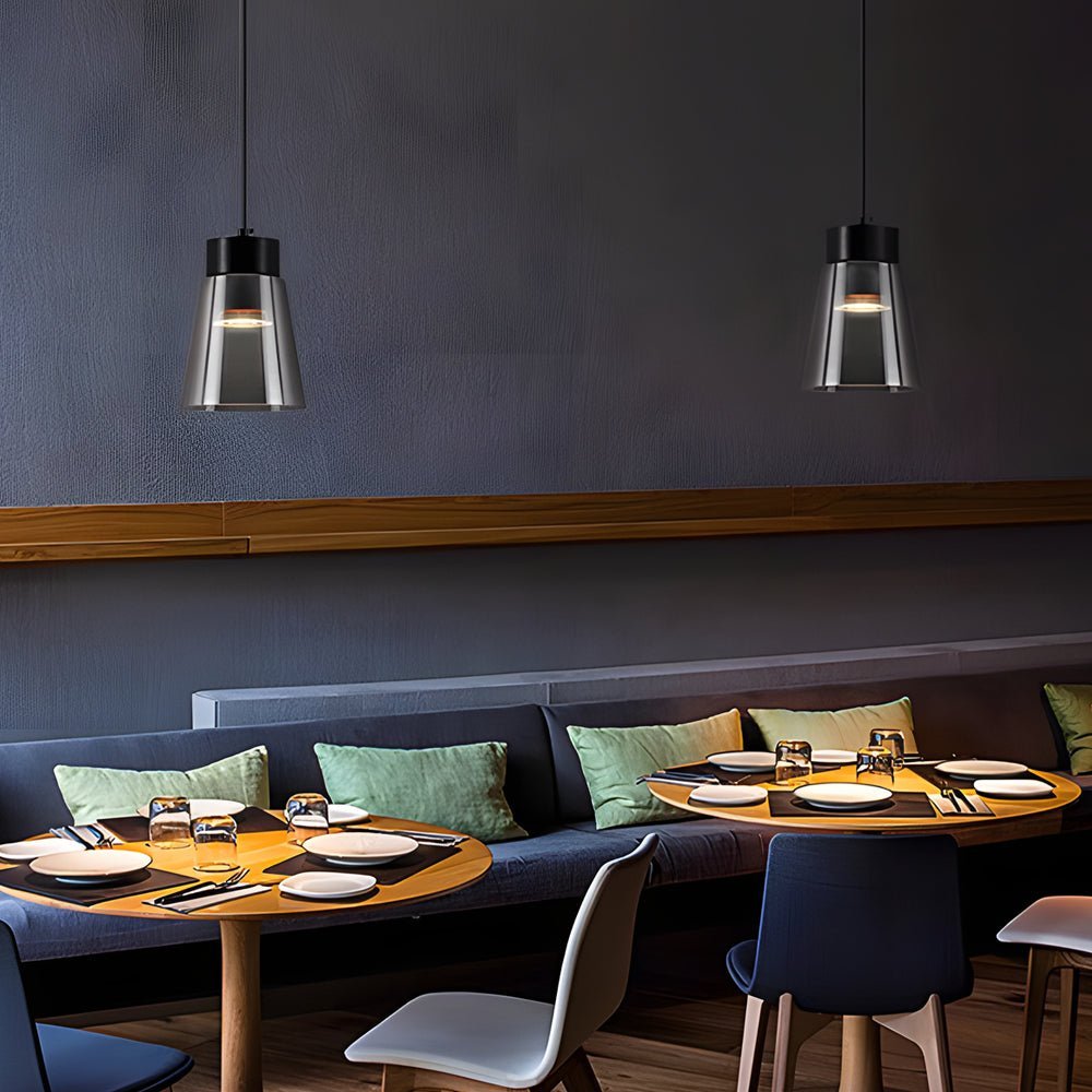 Smoke Gray Glass Pendant Light Modern Minimalist COB Lighting