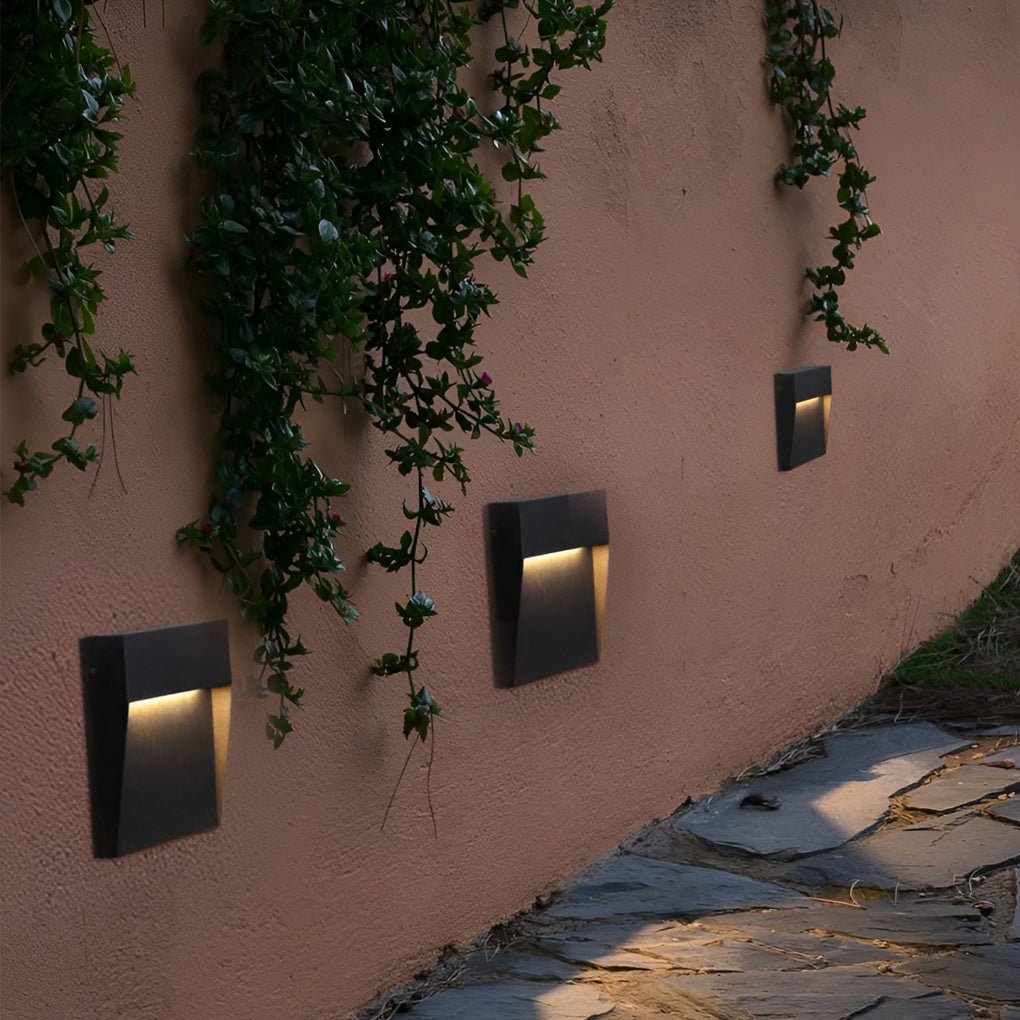 Minimalist Square Aluminum LED Step Light Waterproof Outdoor Wall