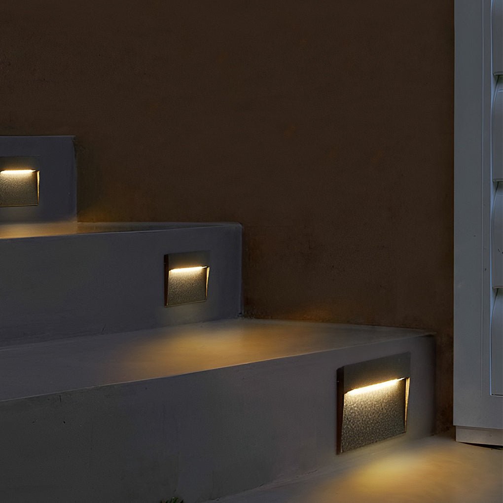 Minimalist Square Aluminum LED Step Light Waterproof Outdoor Wall