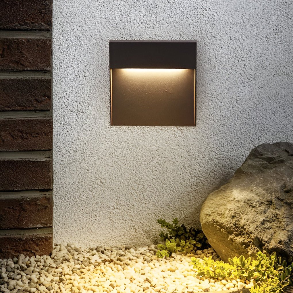 Minimalist Square Aluminum LED Step Light Waterproof Outdoor Wall