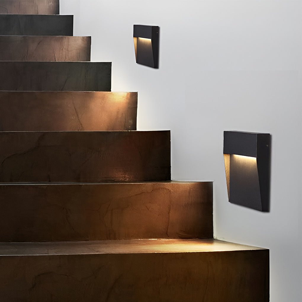 Minimalist Square Aluminum LED Step Light Waterproof Outdoor Wall
