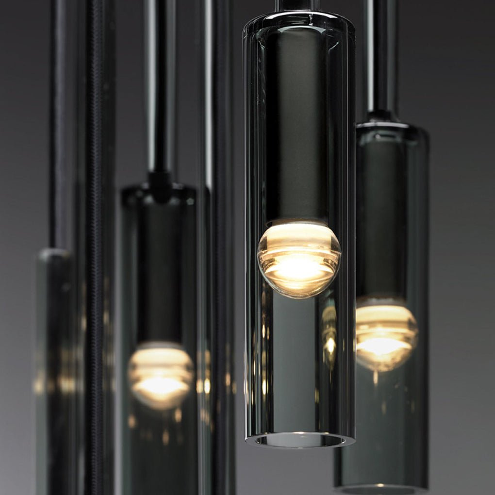 Modern Linear Glass Pendant Light with Smoke Gray Shade