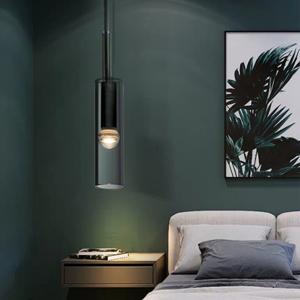 Modern Linear Glass Pendant Light with Smoke Gray Shade