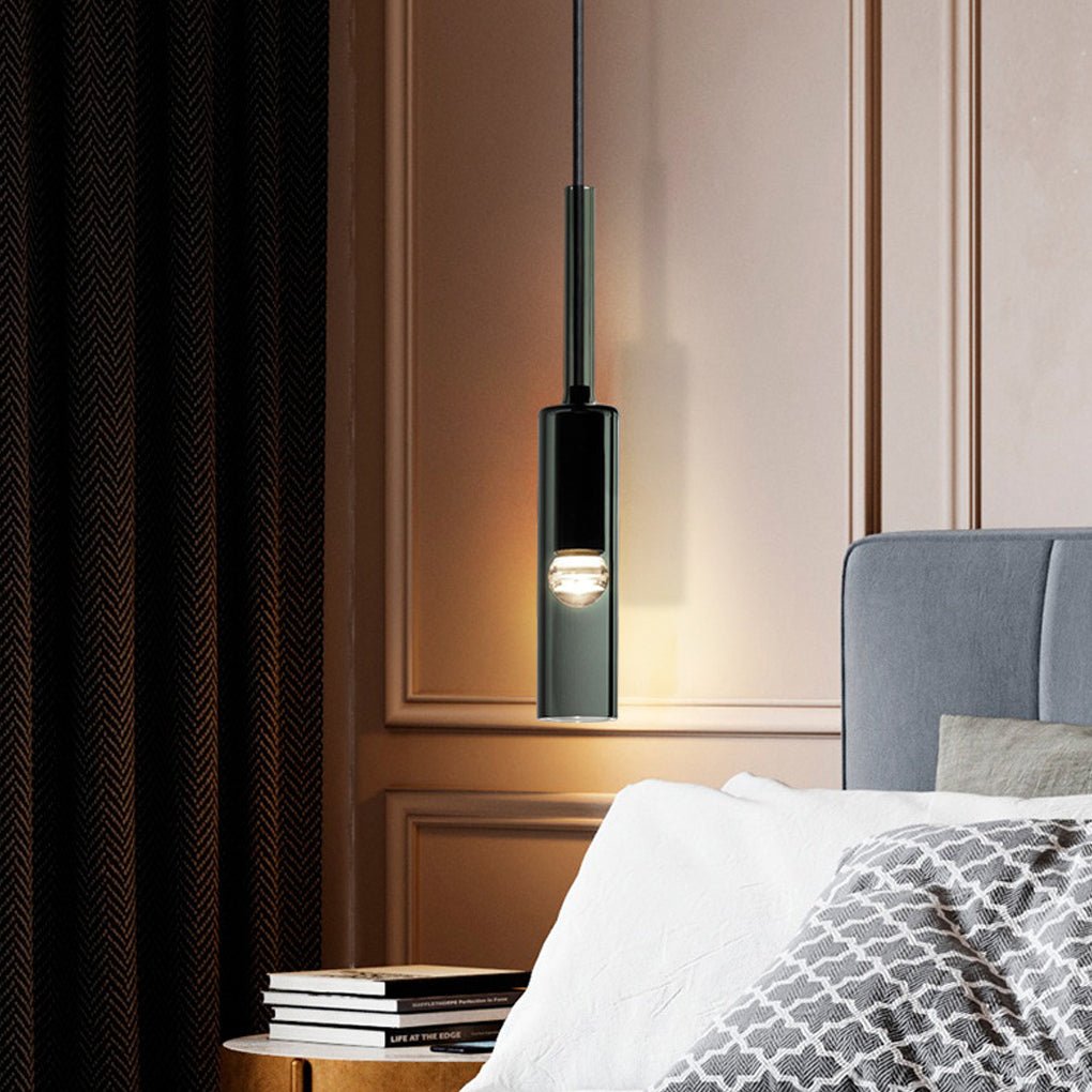 Modern Linear Glass Pendant Light with Smoke Gray Shade
