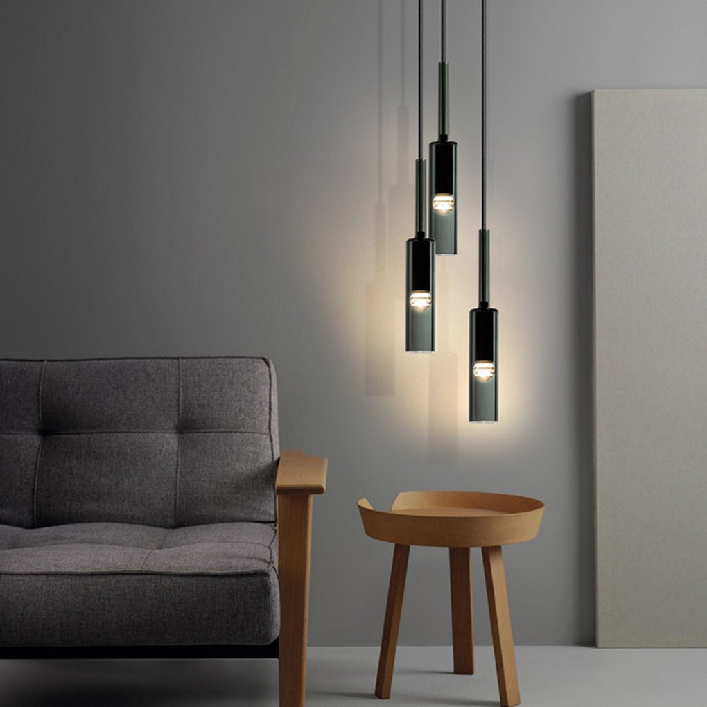 Modern Linear Glass Pendant Light with Smoke Gray Shade