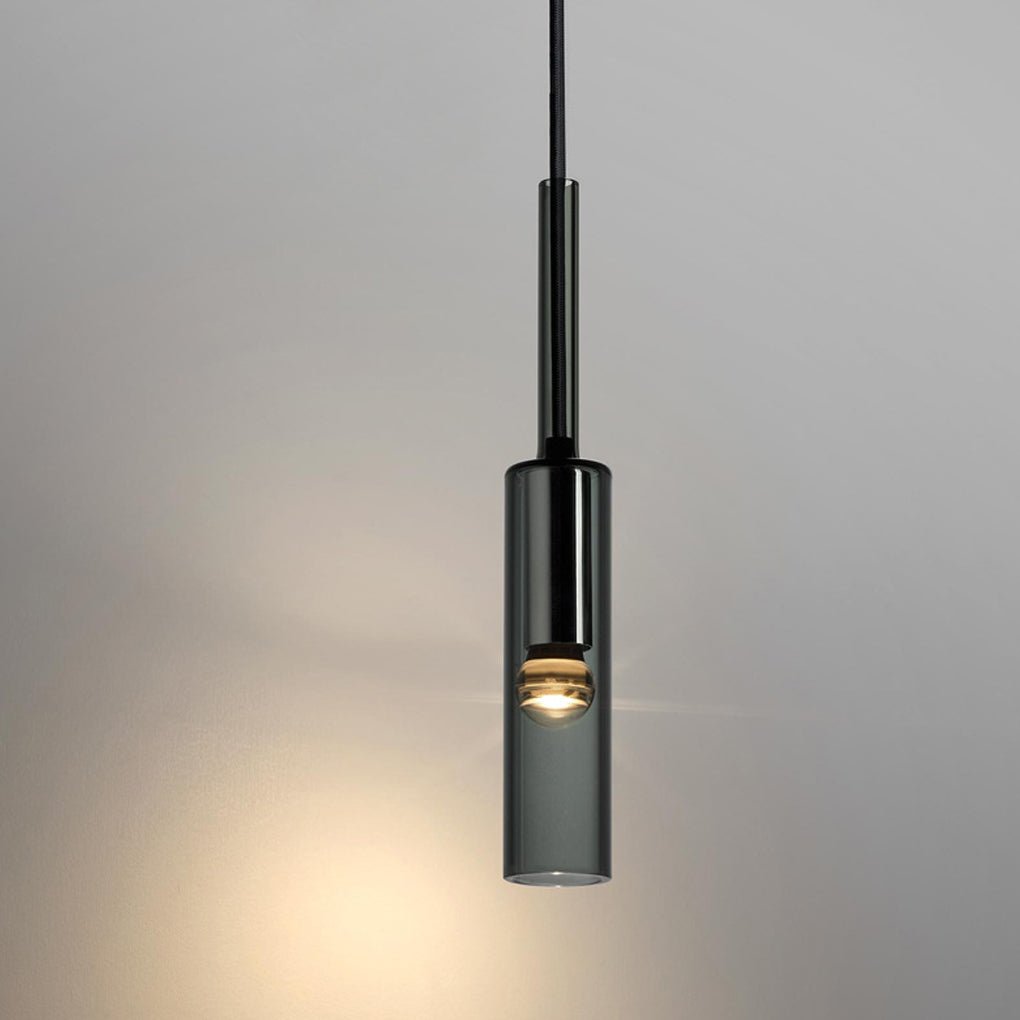 Modern Linear Glass Pendant Light with Smoke Gray Shade