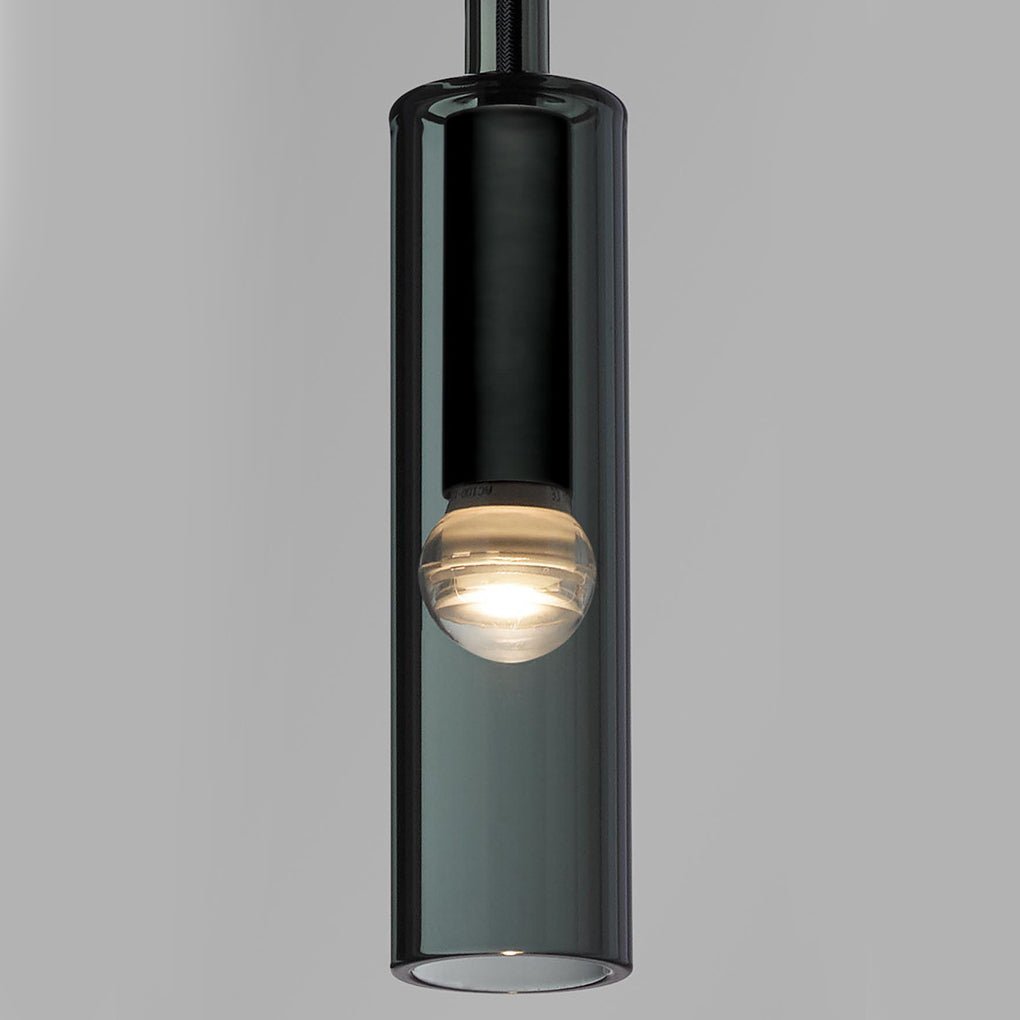 Modern Linear Glass Pendant Light with Smoke Gray Shade