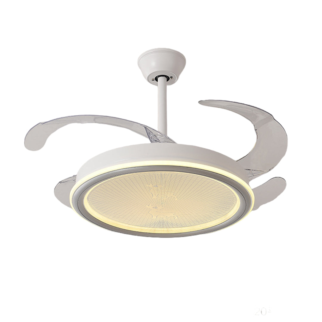 Modern White Ceiling Fan Light with Retractable Blades