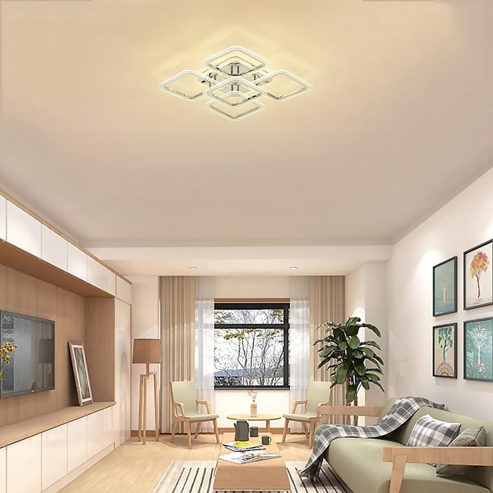Modern Square Flush Mount LED Ceiling Light – Acrylic & Metal