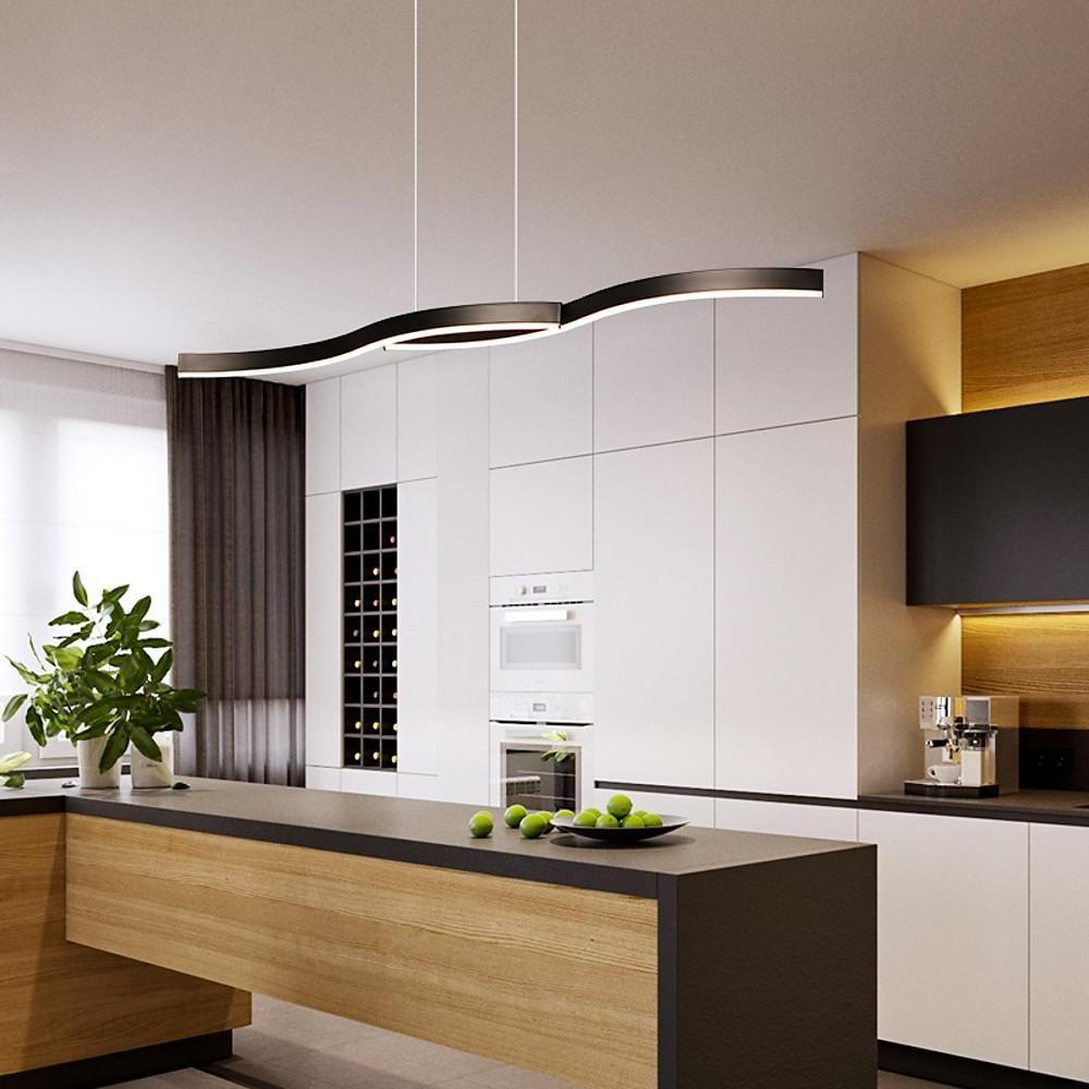 Dual Wave Modern Pendant Light Metal PVC 2-Light Chandelier