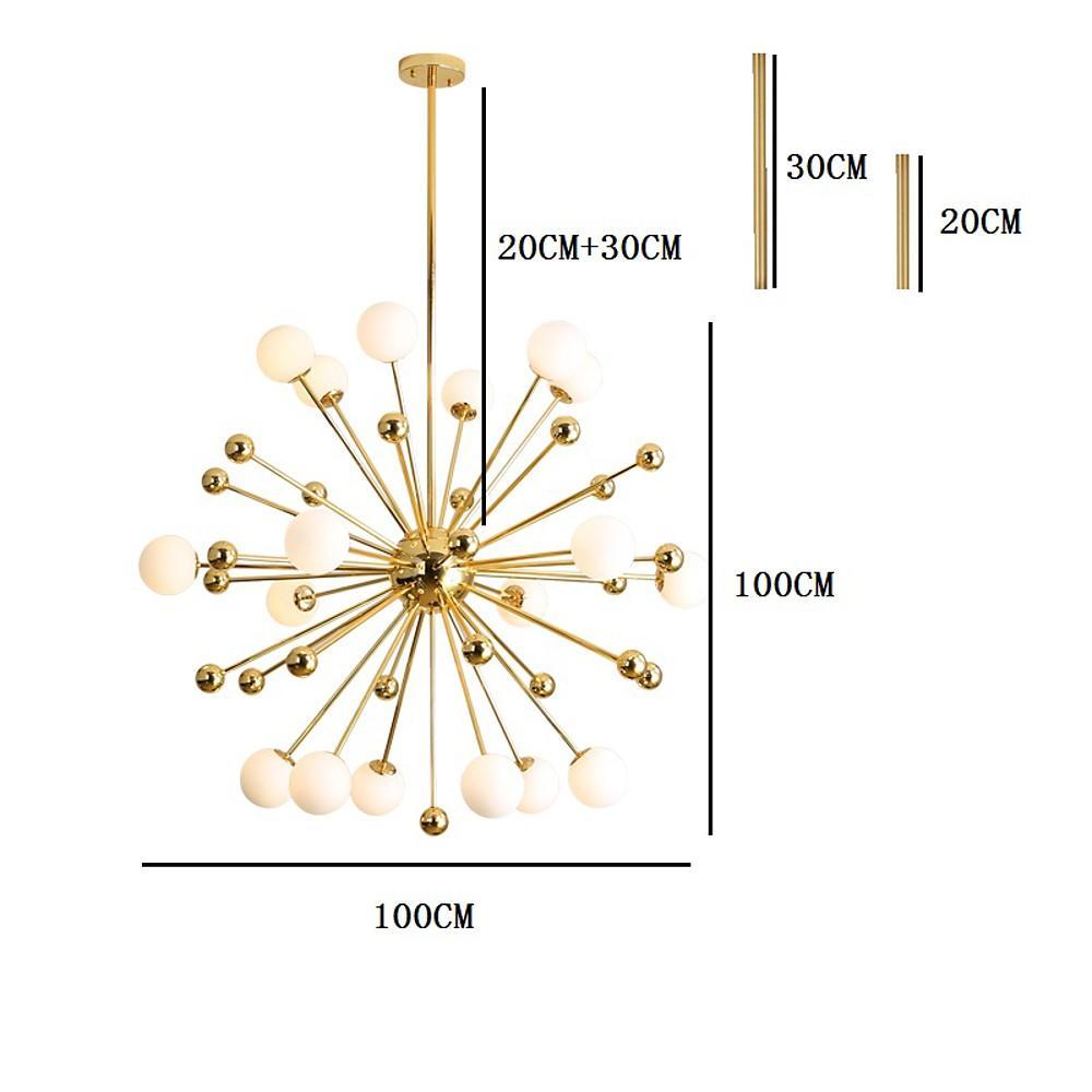 Modern Sputnik Chandelier Gold 18-Light Glass Globe Pendant
