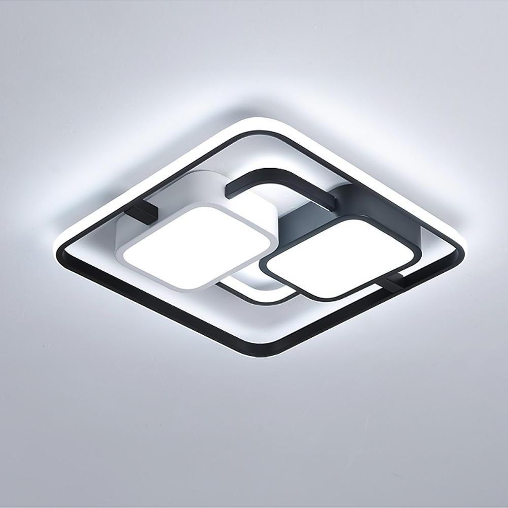 Geometric Dimmable LED Flush Mount Ceiling Light Black Metal Acrylic