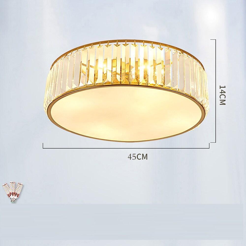 Crystal Drum LED Flush Mount Ceiling Light - Nordic Style Brass