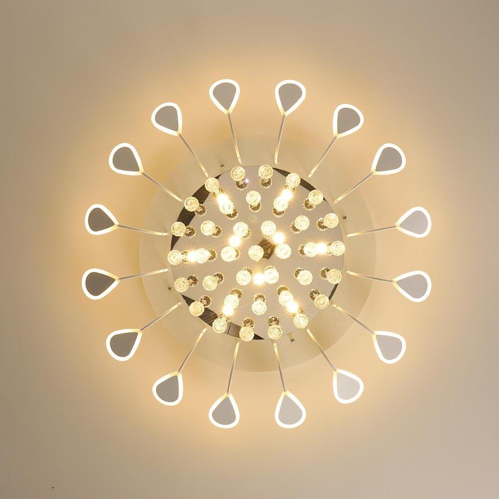 Flower Shaped Crystal Flush Mount LED Ceiling Light - Dimmable