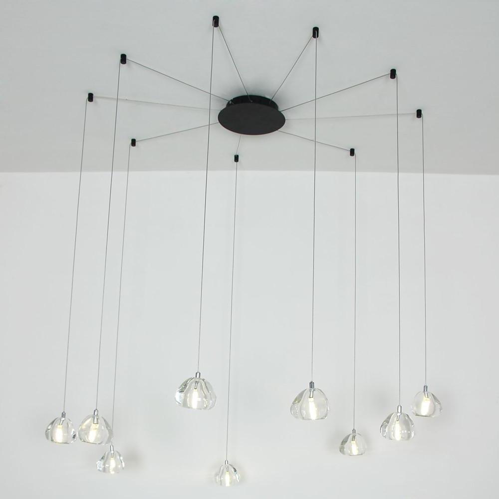 Contemporary Raindrop Crystal Chandelier with Metal Frame – 9-Light