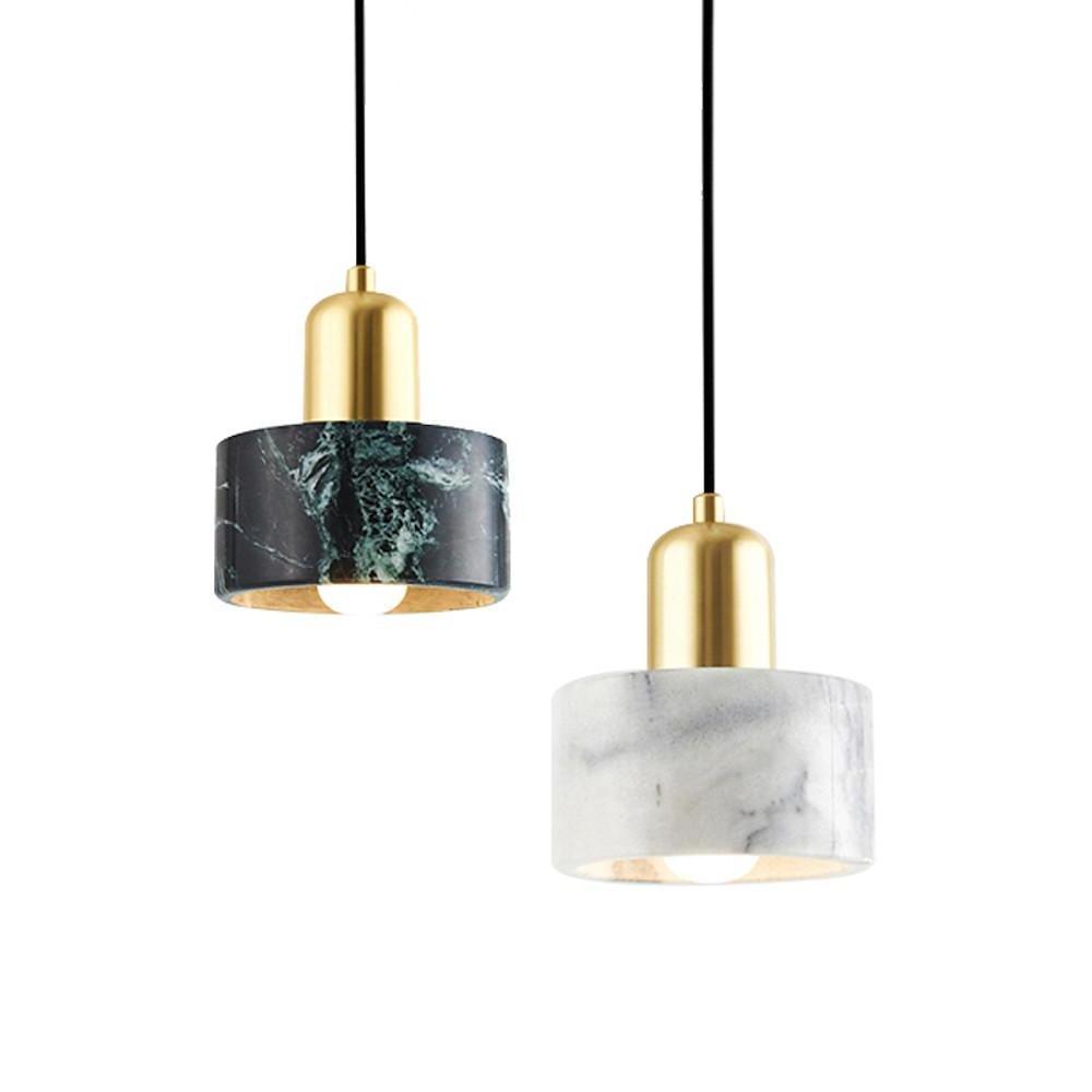 Modern Marble & Resin Pendant Light - Nordic Cylindrical Design