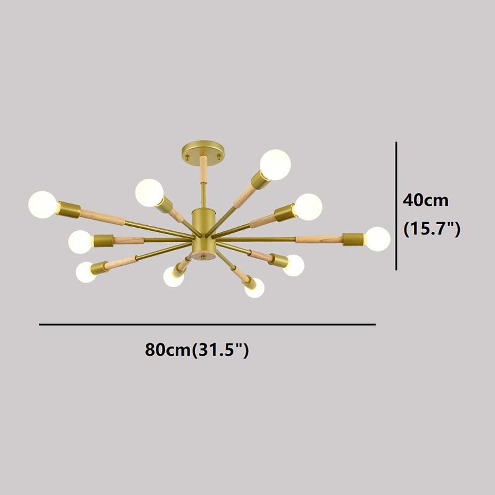10-Light Nordic Flush Mount Ceiling Chandelier - Metal Finish