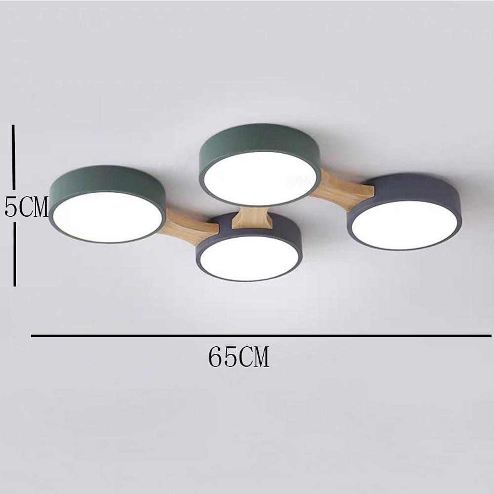 Modern Circular LED Flush Mount Ceiling Light - Wood & PVC