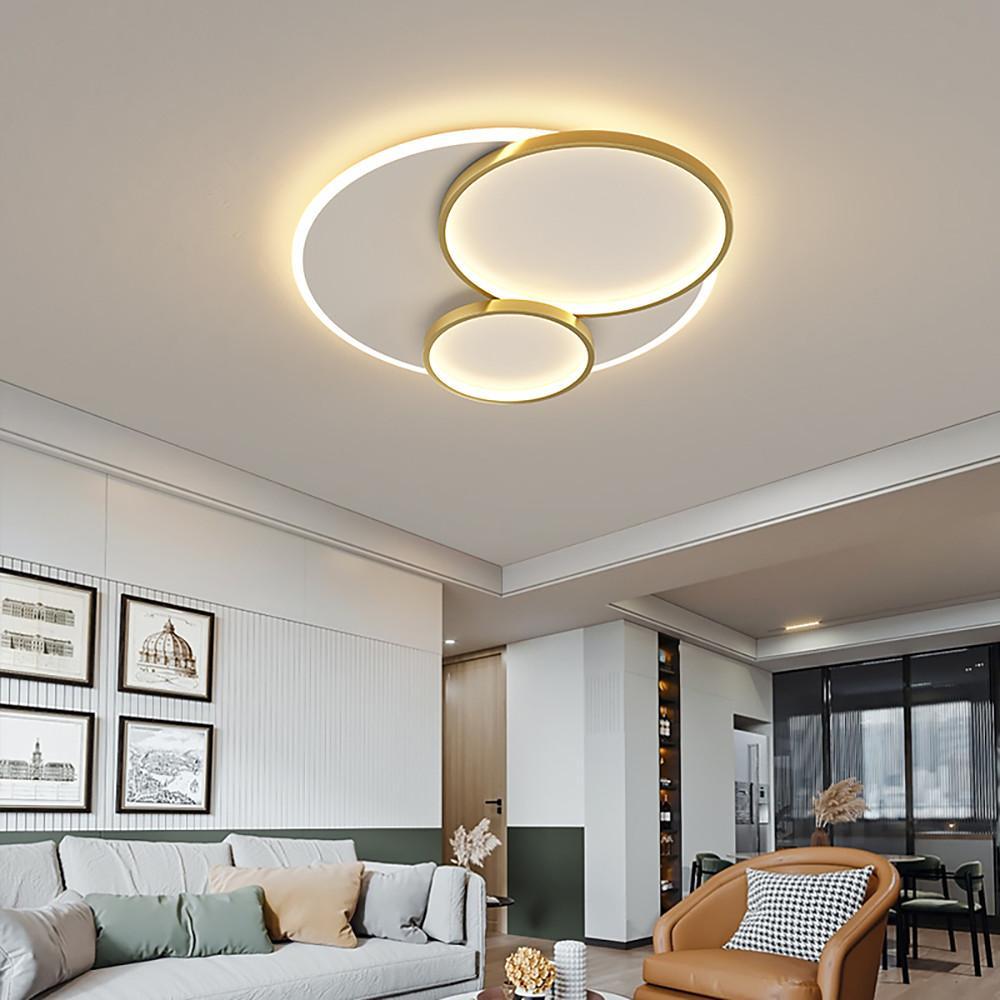Modern 3-Circle LED Flush Mount Ceiling Light - Metal & Acrylic