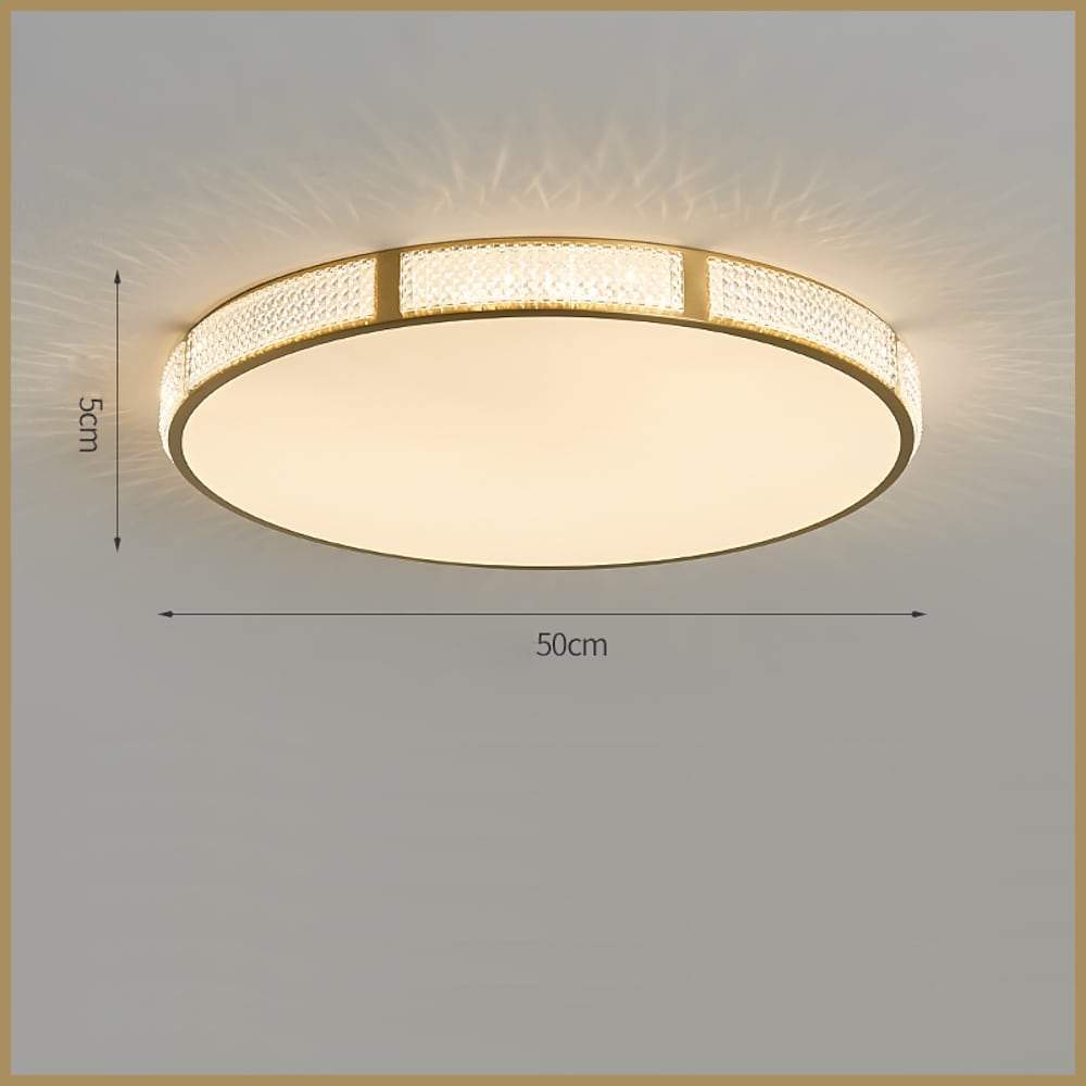 Nordic Circular Copper Flush Mount Ceiling Light with Acrylic Shade