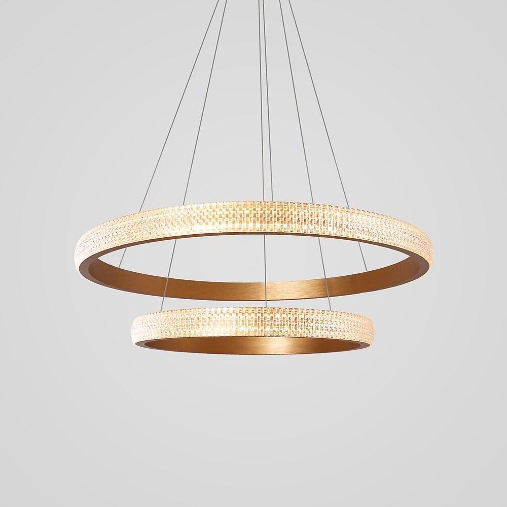 Modern Circle LED Chandelier Aluminum Acrylic Dining Room Light