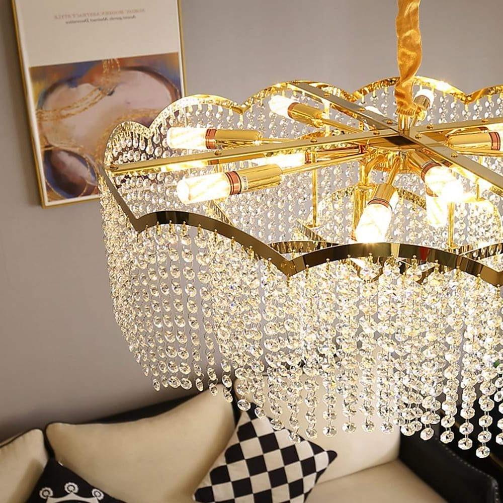 Crystal Lantern Chandelier Modern Electroplated Stainless Steel LED