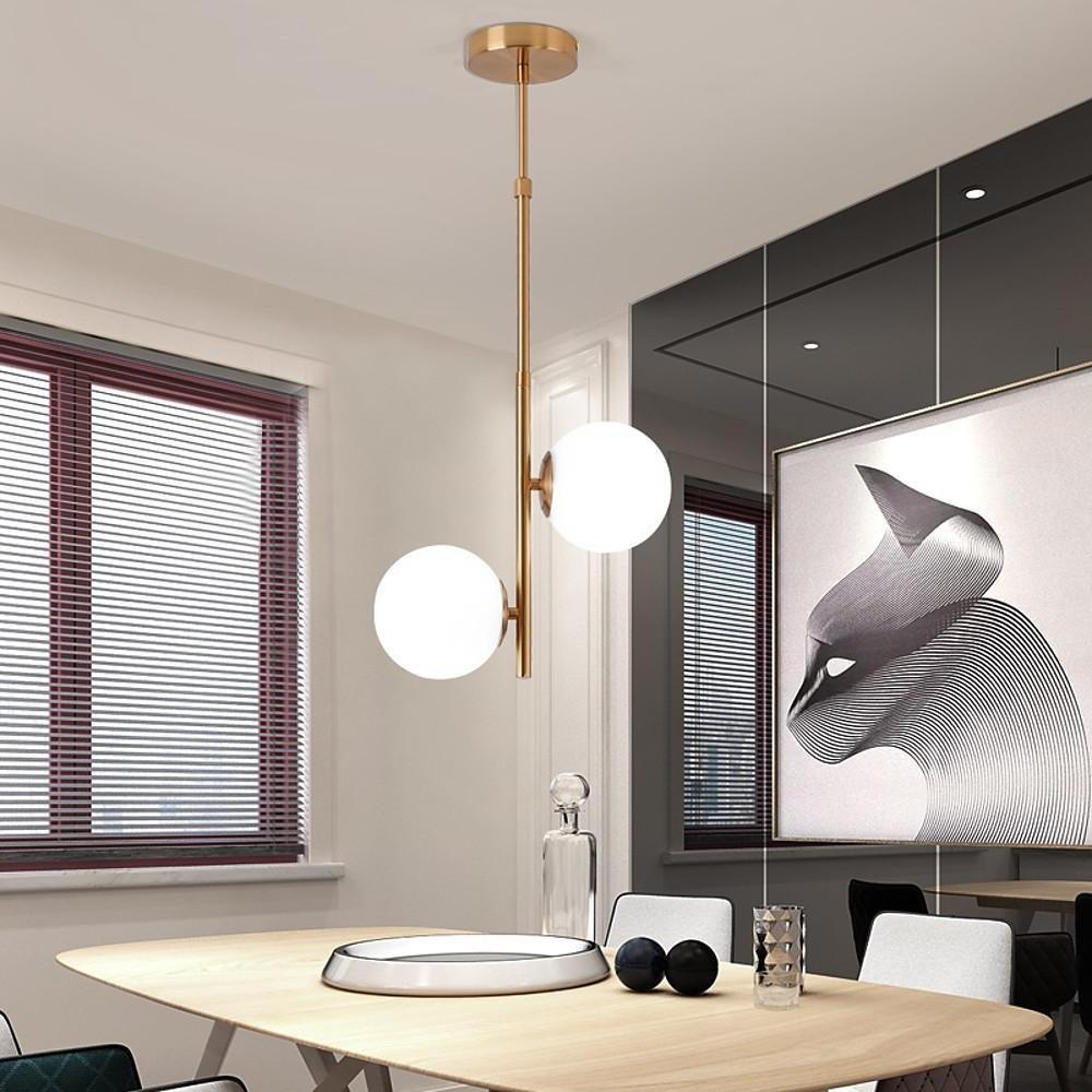 Modern Ball Glass Pendant Light – 2-Light Electroplated Finish