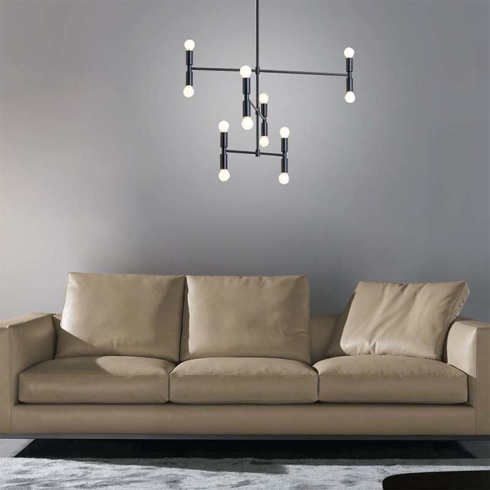 12-Light Adjustable Modern Pendant Light with Electroplated Metal