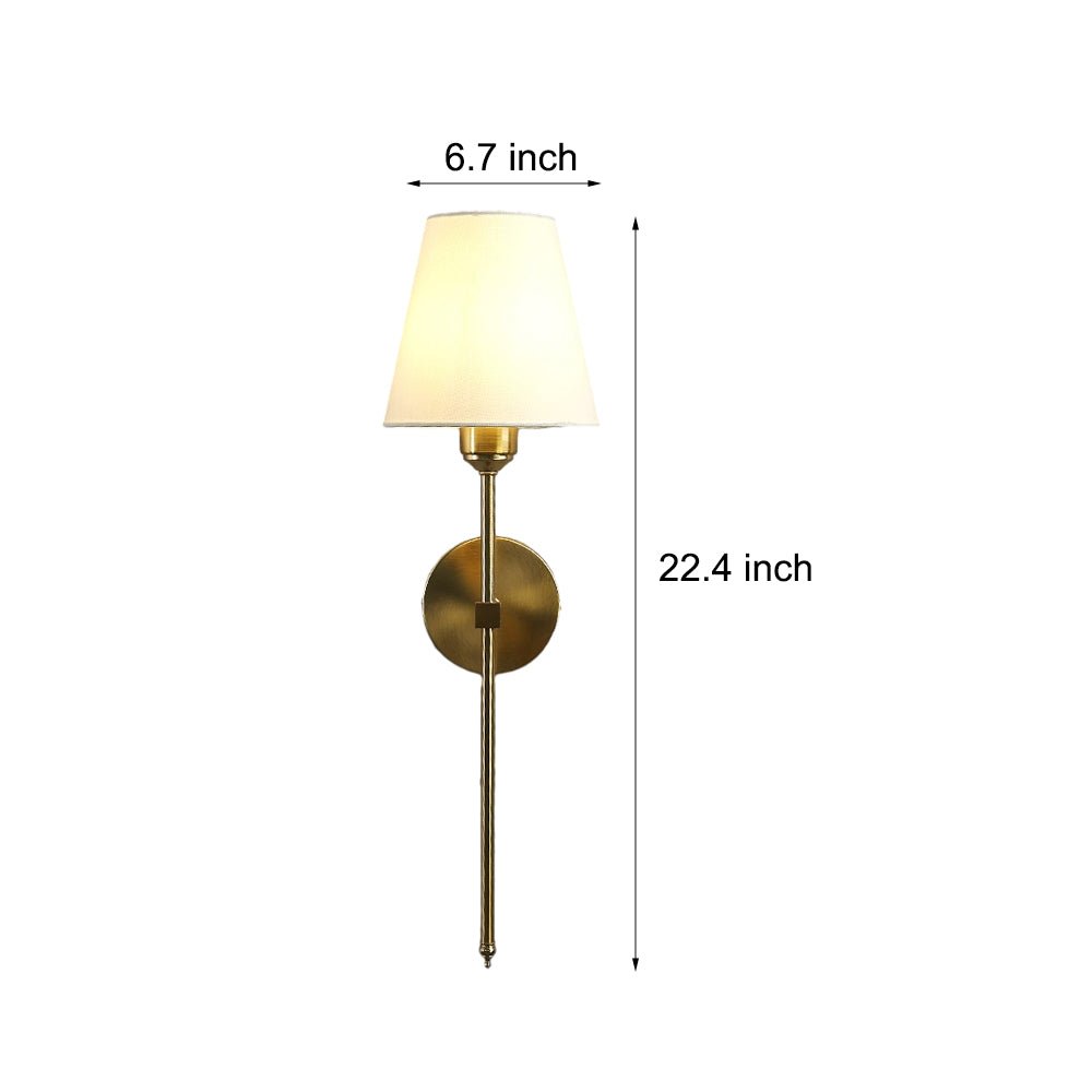 Modern Wall Sconce with White Linen Shade – Black Gold Finish