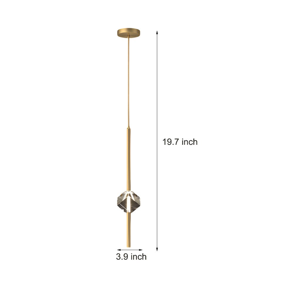 Modern Crystal Pendant Light with Copper Finish & 3-Step Dimming LED