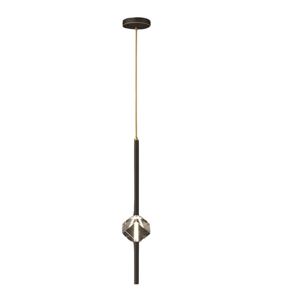 Modern Crystal Pendant Light with Copper Finish & 3-Step Dimming LED