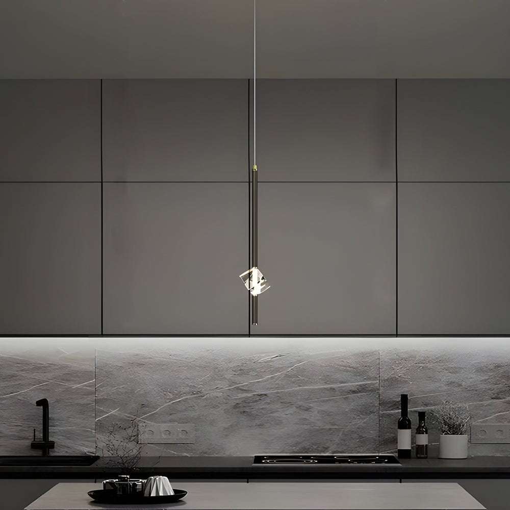 Modern Crystal Pendant Light with Copper Finish & 3-Step Dimming LED