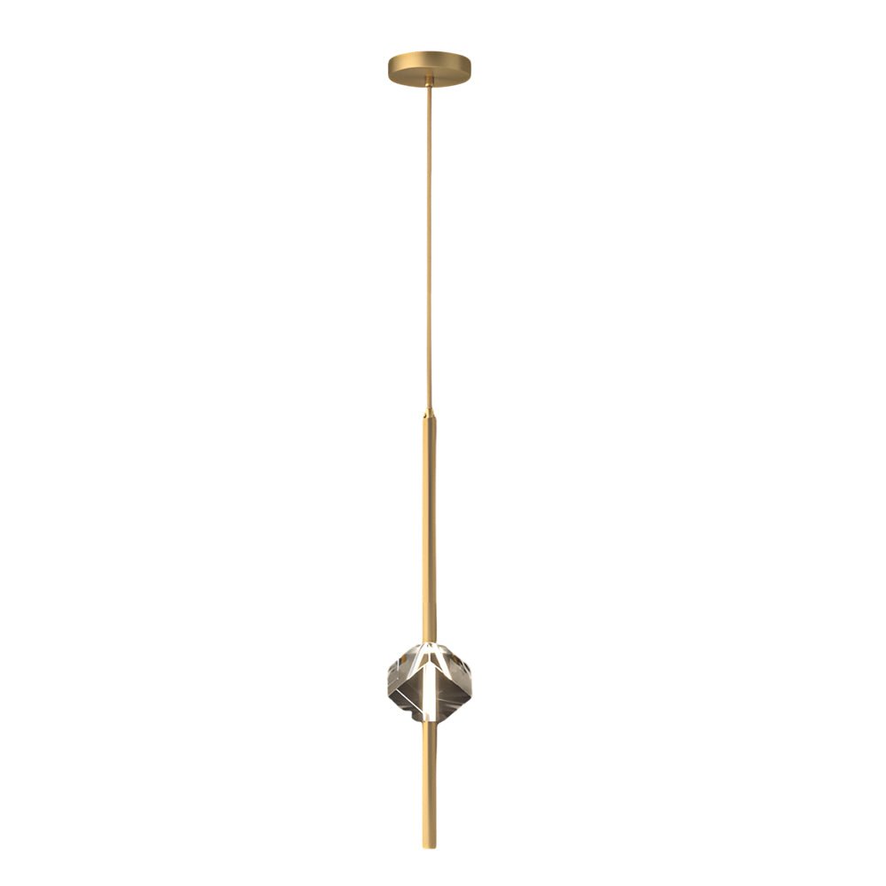 Modern Crystal Pendant Light with Copper Finish & 3-Step Dimming LED