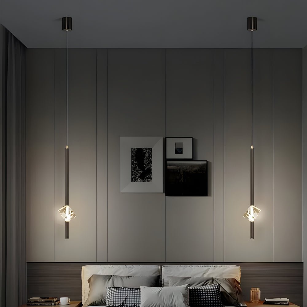 Modern Crystal Pendant Light with Copper Finish & 3-Step Dimming LED