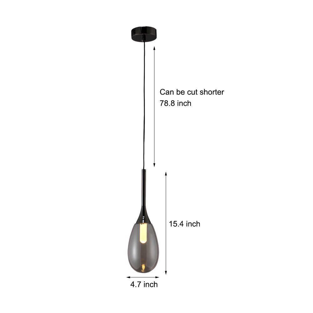 Modern Teardrop Glass Pendant Light – Amber & Smoke Gray
