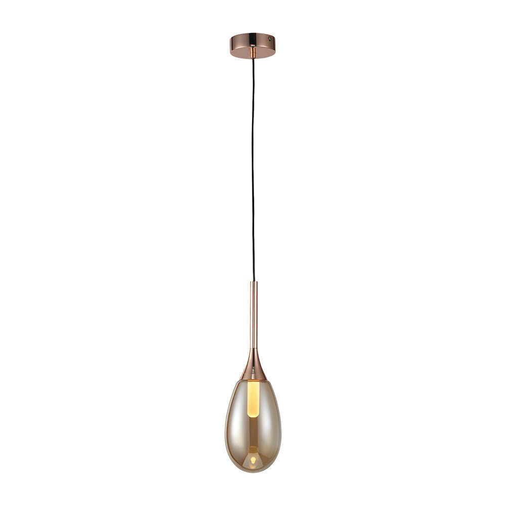 Modern Teardrop Glass Pendant Light – Amber & Smoke Gray