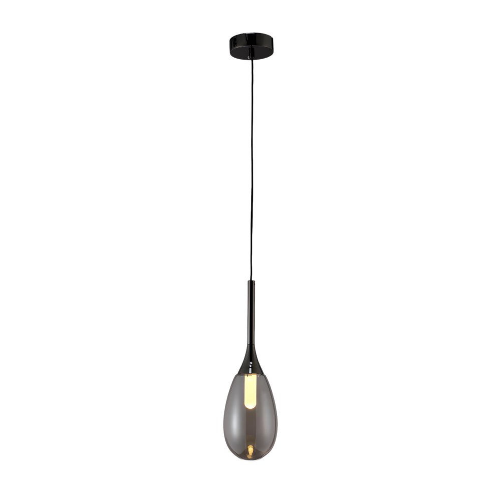 Modern Teardrop Glass Pendant Light – Amber & Smoke Gray