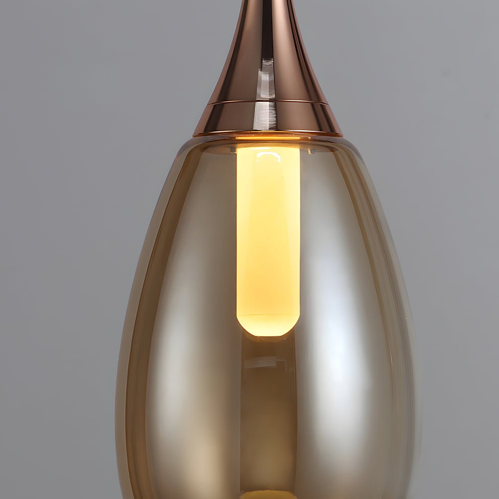 Modern Teardrop Glass Pendant Light – Amber & Smoke Gray