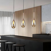 Modern Teardrop Glass Pendant Light – Amber & Smoke Gray