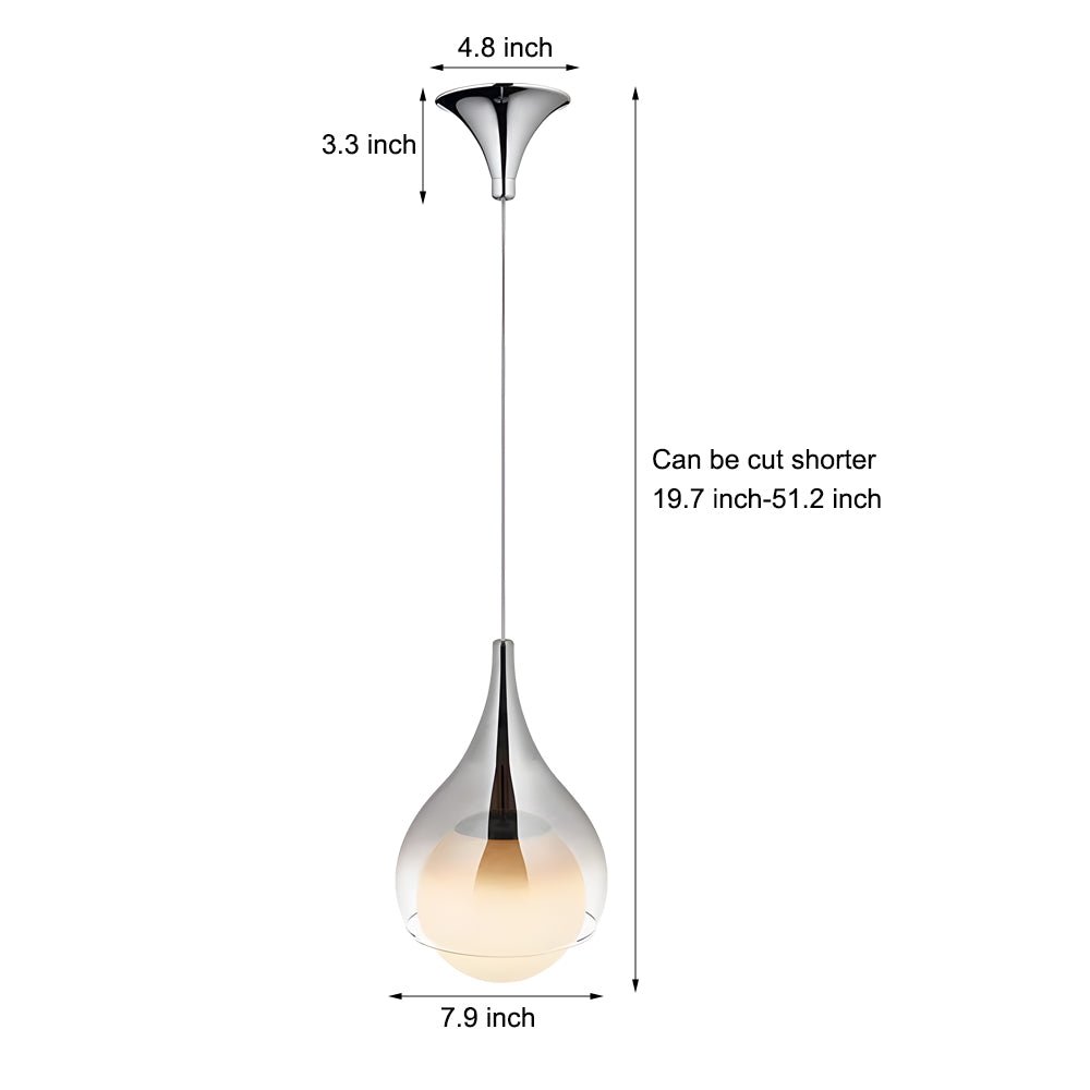 Modern Teardrop Glass Pendant Light with Adjustable Height