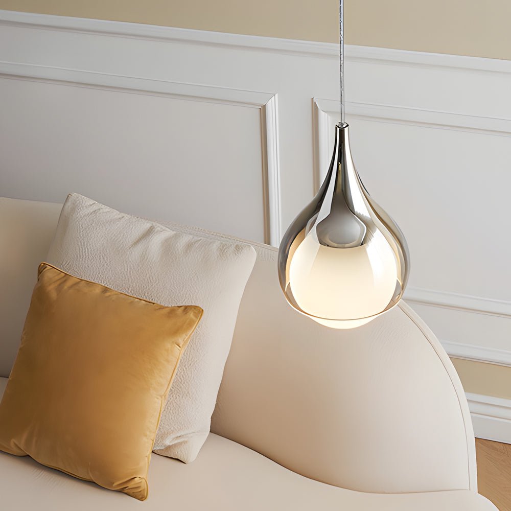 Modern Teardrop Glass Pendant Light with Adjustable Height