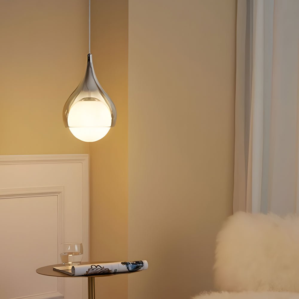 Modern Teardrop Glass Pendant Light with Adjustable Height