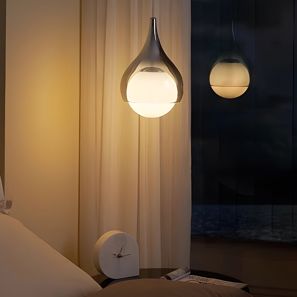 Modern Teardrop Glass Pendant Light with Adjustable Height