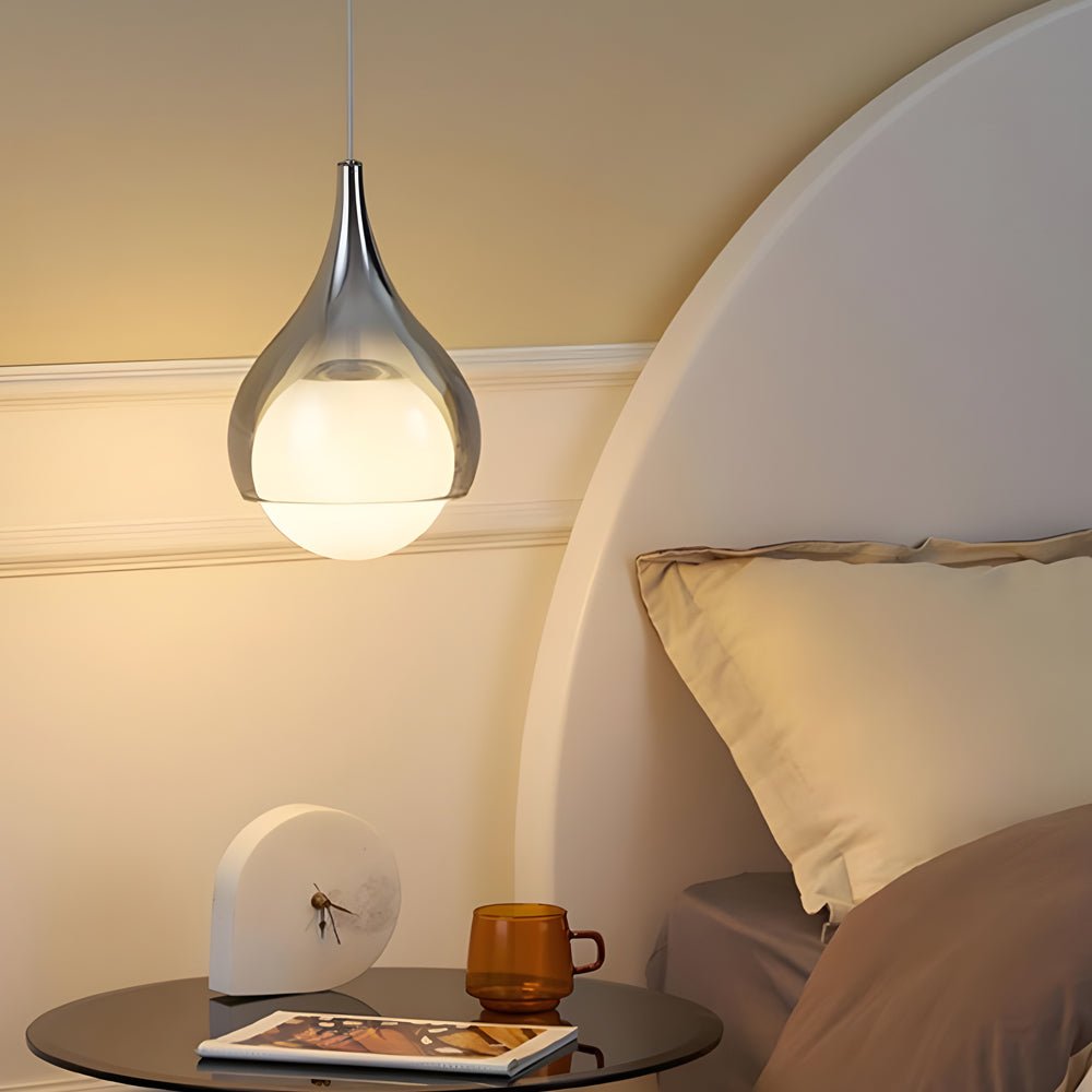 Modern Teardrop Glass Pendant Light with Adjustable Height