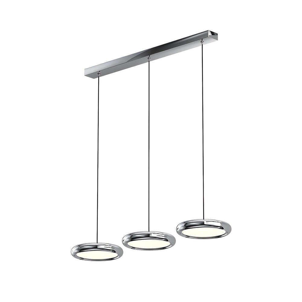 Modern Round Metallic LED Pendant Light - Black or Chrome Finish