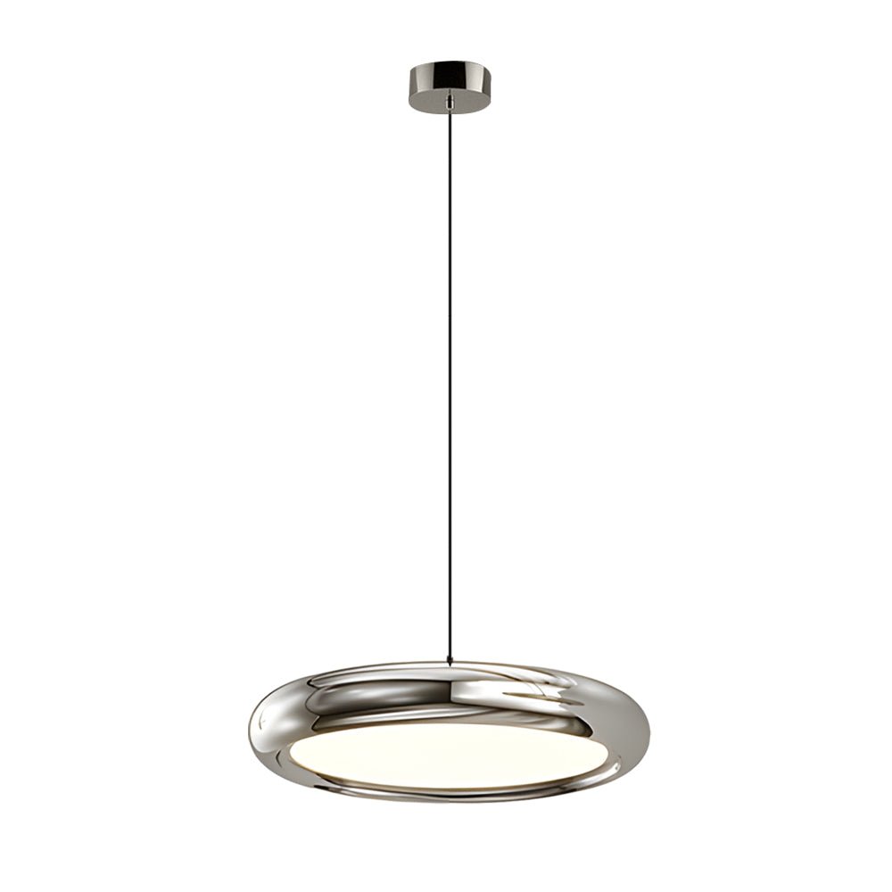 Modern Round Metallic LED Pendant Light - Black or Chrome Finish